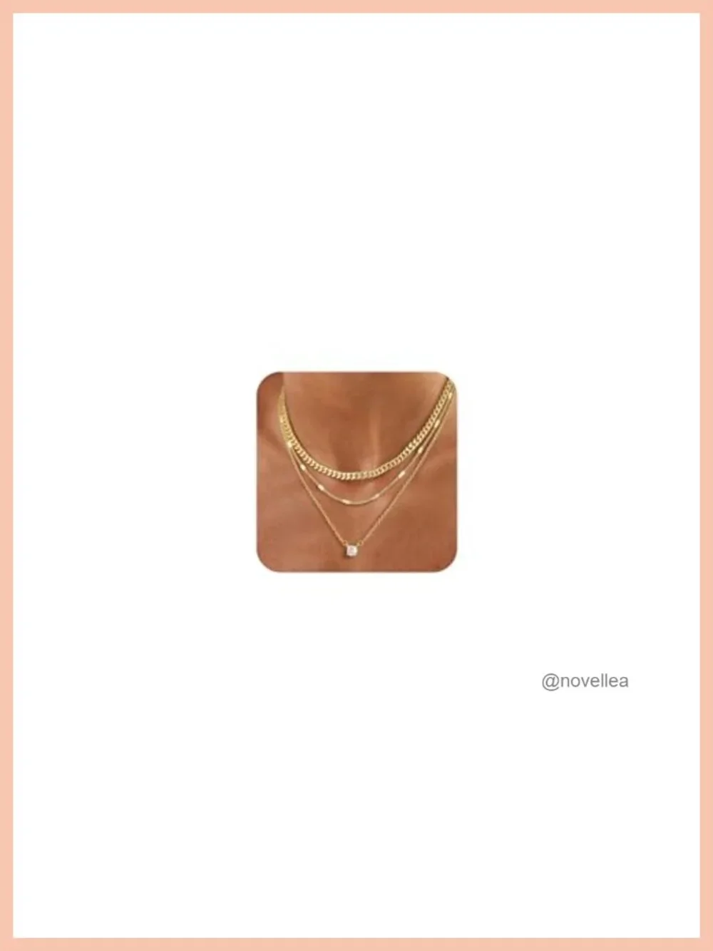 3-Piece Gold Plated Layered Necklace Set with CZ Pendant, Dainty Stackable